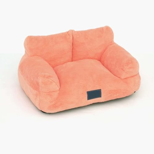 Mozzeilee Sofá cama de franela esponjosa para gatos, cama ortopédica calmante para perros pequeños, cojín calmante antideslizante para cachorros con funda extraíble (90 x 55 x 26 cm, rosa)