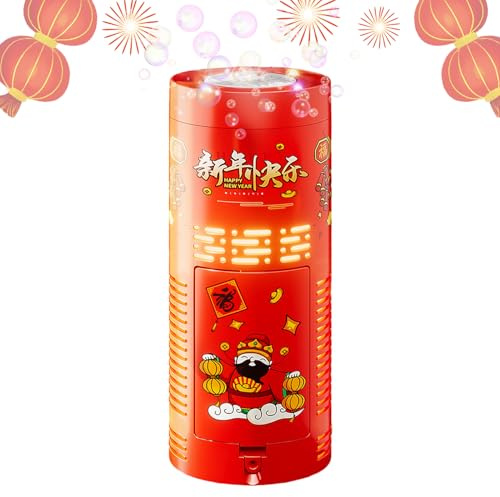 Fireworks Bubble Machine – ABS Electric Astronaut Blower | Light Up Sound Soap Bubble Maker Lunar New Year Wedding Toy USB Rechargeable | Indoor Outdoor Party Play For Kids Events Festivals