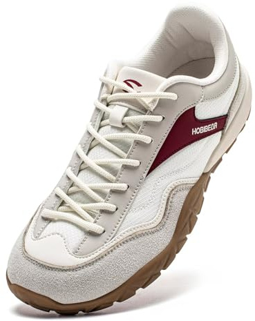 HOBIBEAR Comfortable Wide Barefoot Shoes Men Women Fashion Sneaker(Beige Red, UK 6.5)