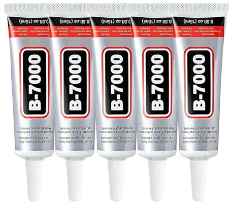 LANEPORD B7000 Super Glue, Multi-Use High Performance Adhesive with Precision Tip for Smartphone Repair | Fashion Jewelry, DIY Crafts, Fabric, Leather, Wood | 15ml Clear Glue (5-Pack)