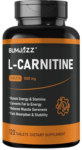 Tabletas de L-Carnitina 1000 mg, 120 unidades - Acelera la recuperación post-entrenamiento, aumenta la resistencia, favorece la energía muscular y el rendimiento atlético