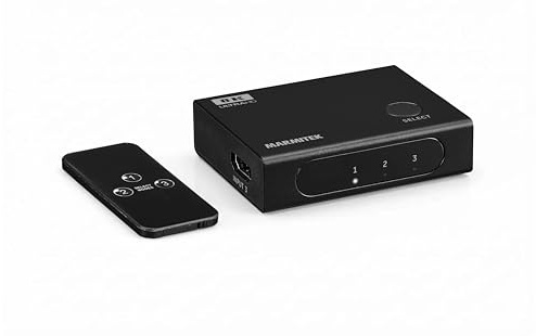 Marmitek Connect 730 - HDMI switch 8K60 4K 240Hz gaming 3 in 1 ut | HDMI 2.1-omkopplare för PS5, Xbox och monitor, 120/144/165/240Hz, 48 Gbit/s, automatisk växling, VRR, ALLM och QFT
