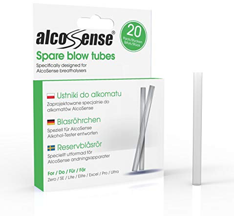 AlcoSense 20 SPARE BLOW TUBES/STRAWS LITE ELITE BREATHALYSER