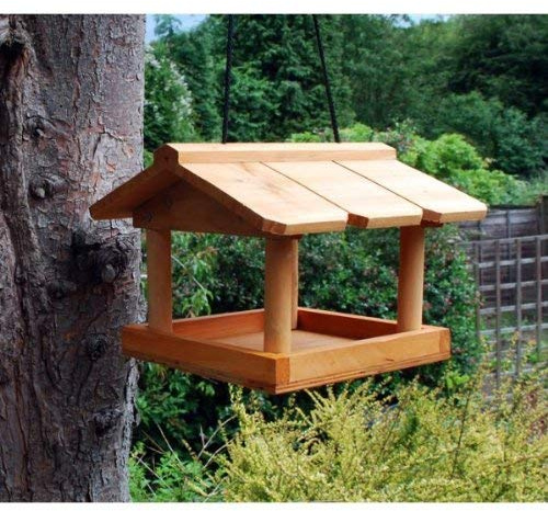 Hanging Wildbird Table Feeder. Wild Bird Wooden Seed Feeding Station. Fat Balls.