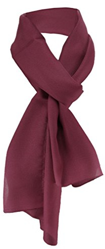 TigerTie Damen Chiffon Halstuch bordeaux weinrot Uni Gr. 160 cm x 36 cm - Schal