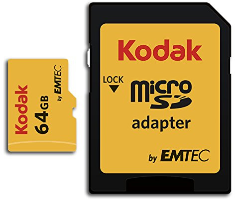 Kodak - Carte Micro SD 64 Go UHS-I U3 V30 A1 microSDHC/XC - Carte Mémoire Micro SD - Vitesse de Lecture 95MB/s Max - Vitesse d'Écriture 85MB/s Max - Stockage Supplémentaire Appareils Multimédias