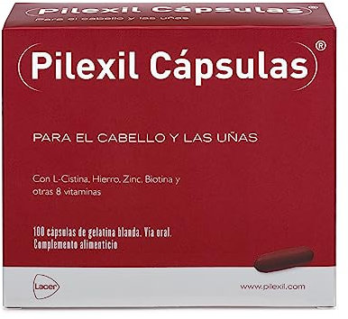 PILEXIL CAPSULAS - Pilexil 100 Cápsulas Anticaida del Cabello, Vitaminas y Nutrientes para el Cabello, Máxima Eficacia, Biotina, Zinc, Sin Gluten, Administración Oral