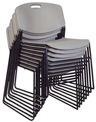 Regency Zeng 400lb Capacity Armless Stackable Chair – Ultra-Compact, Heavy-Duty Metal Frame with Durable Plastic Seat, Space-Saving & Versatile for Offices, Classrooms & Events (Grey, 8 Pack)