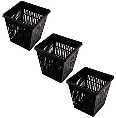 Pisces Pond Square Plant Basket 11 x 11 x 11cm - 3 Pack of Pond Planting Pot