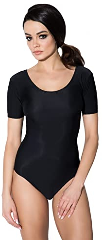 Aquarti Damen Ballett Trikot Kurzarm Gymnastik Tanz-Body, Farbe: Schwarz, Größe: 36