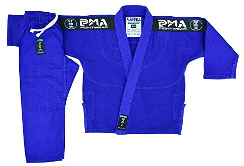 Playwell Bambini Elite BJJ Perle Weave Ju Jitsu Uniforme - Blu - Blu, M1