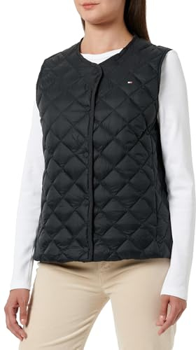 Tommy Hilfiger Women’s Lightweight Quilted Collarless Down Gilet, Black (Black), M