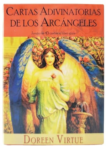 MOANATURA Gioco di carte indovinatorie degli Arcangeli in spagnolo. Mazzo di 45 Lettere e Libro Guida in QR. Tarocchi Oracolo. Carte Principianti Carine. Dimensioni taschino.