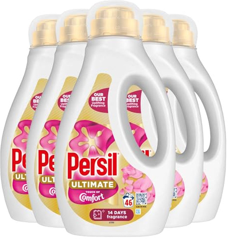 Persil Ultimate Liquid tvättmedel enastående fläckborttagning effektivt i snabba och kalla tvättar med 14 dagars varaktig fräschör 46 tvättar, 1,242 liter (köp 5, touch av komfort)