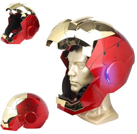 YONTYEQ Iron Hero MK 5 1:1 Wearable Helmet - Voice, Touch, and Remote Control with LED Eyes, Realistic Sound Effects, Perfect for Cosplay, Display, and Collectible Figures for Man and Teen,Gold