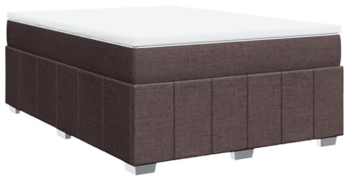 vidaXL Boxspringbett, Polsterbett Bett mit Matratze Matratzenauflage, Bettgestell mit Lattenrost, Doppelbett für Schlafzimmer, Dunkelbraun 140x200cm Stoff