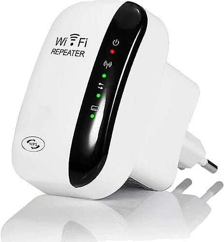 HSYWBC WLAN Repeater - 300 Mbit/s 2.4 GHz WiFi Range Extender mit Fast Ethernet Port, WPS Button und EU Stecker - Kompatibel mit allen WLAN Geräten