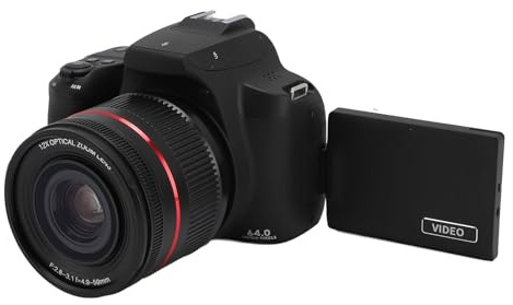 Digitalkamera, 4K 64 MP Digitalkamera med Autofokus med 3.0-tums Vändskärm, 12X Optisk Zoom Anti Shake-vloggningskamera, Stöd för WIFI-anslutning
