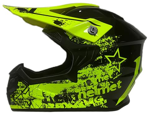 Youth Kids Dirt Bike Helmets, ECE22.06 Approved, Motocross ATV Dirtbike BMX MX Offroad Full Face Lightweight Street Bike Racing Motorcycle Helmet(Yellow,M)