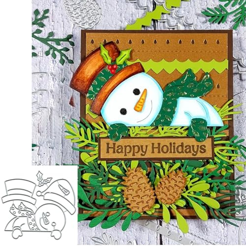 Merry Christmas Peeking Snowman Metal Die Cuts,Birthday Bowtie Gift Box Cutting Dies Cut Stencils DIY Scrapbooking Decorative Embossing Paper Scrapbooking Card Making