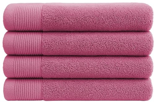 NOVOTEXTIL Toallas de Cara o Bidé 30x50 cm – Juego 4 Toallas Pequeñas 100% Algodón 480 g/m2 – Suaves y Absorbentes – Set Toallas para Baño, SPA, Peluquería o Viaje (Fucsia)