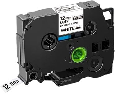 KFJHTWG 12mm 18mm Fabric Tapes Compatible With FA3 FA3R FA4 FA241 FA4R For PT Label Maker Iron On Fabric Labels(Black on White)