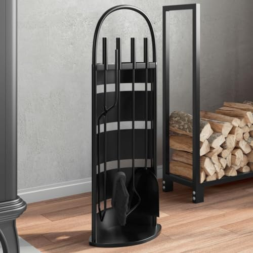 Snsowed Set Attrezzi per Caminetto 5 pz 23x15x66 cm in Acciaio-156374