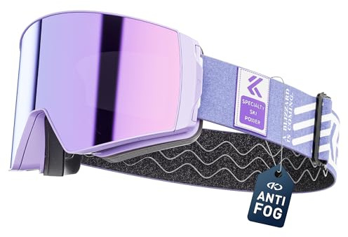 KAPVOE Gafas de Esquí para Hombre Mujer y Jóvenes. Lentes Magnetizadas Protección UV400 Antiniebla. Idóneas para Esqui Snowboard y Patinaje sobre Hielo. Casco Compatible con Lentes Intercambiables
