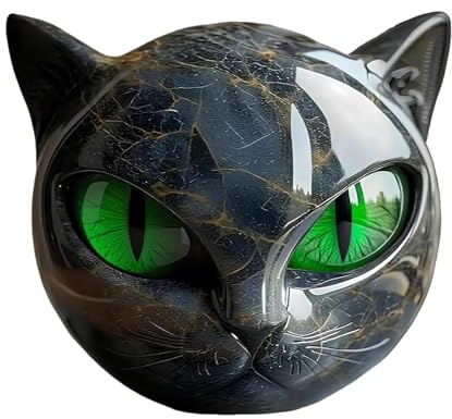 CHANCCI Escultura de piedra de gato negro, estatua de resina hecha a mano con aspecto de mármol con ojos ámbar, elegante decoración para el hogar y pieza de arte lista para regalo, regalo curativo