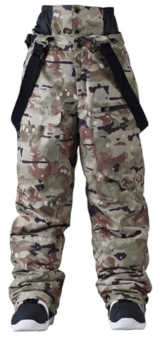 RUMAOZIA Pantaloni da sci da uomo, foderati con spalline, pantaloni da neve, invernali, impermeabili, per snowboard, da uomo, invernali, caldi, per attività all'aria aperta, con bretelle, pantaloni