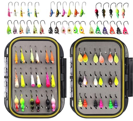 Zeizafa 30/36pcs Set Esche da Pesca sul Ghiaccio Set Maschere Invernali per Pesce Persico Che Affonda Metallo Jigging Esche Dure Pesca Invernale