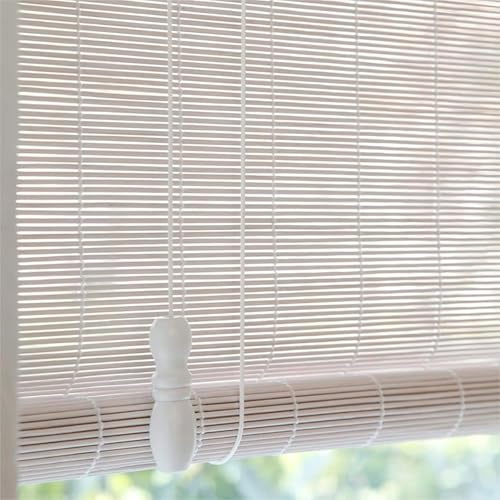 Store Enrouleur Bambou Naturel 120x180cm Blanc Stores Bambous pour intérieur et extérieur,Protection Solaire,Store Vénitien en Bambou,Tirage Latéral,Occultant,Respirant,pour Fenêtre et Porte