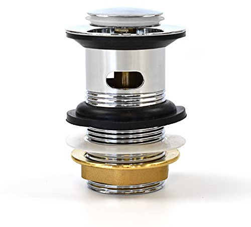 Xcel Home Bonde de Lavabo Pop-up Chromée Click Clack - Bonde Lavabo Remplacement Durable en Laiton pour Évier avec Joint d'Étanchéité - Connexion Standard G 1 1/4 BSP pour Drainage en Douceur