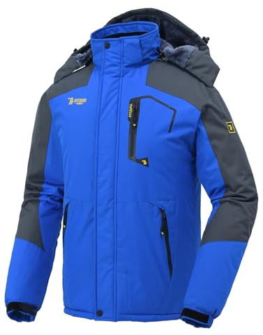 donhobo Softshelljacken Herren Gefüttert Funktionsjacke Wasserdicht Atmungsaktiv Wandern Mantel Outdoor Jacke Winter Skijacke Blau M