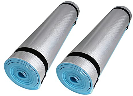 GLOW Adventure Camping Foam Mat – Set 2 Insulated Lightweight Mattress for Hiking Beach Festival Outdoor Activity – Durable Comfortable Waterproof Easy Roll with Straps Cold & Damp Ground Protection