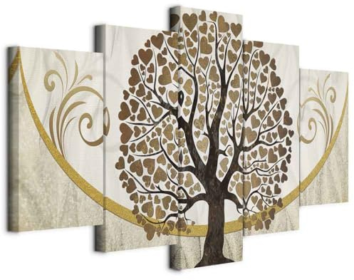 murando Quadro Acustico Albero Amore 5 pezzi schiuma acustica Quadri Moderni Grandi - Camera da Letto Matrimoniale - Stampa su Tela - Pannelli Fonoassorbenti Decorativi - Fonoassorbente