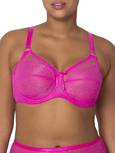 Smart & Sexy Soutien-Gorge rétro à Armatures en Dentelle et Maille Non doublée, Grande Taille Couverture Totale, Transparent, Rose Moyen, 38F Femme