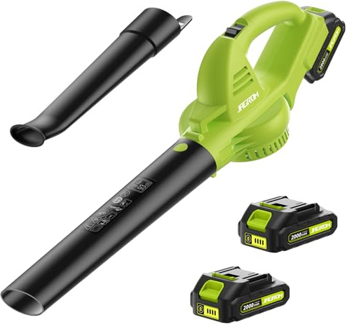 Leaf Blower Cordless with 2 Battery and Charger, 130MPH 180CFM High Speed Leaf Blower with 2 Tubes, 20V Electric Leaf Cleaner, Lightweight Handheld Blowers for Lawn Care, Patio, Garden, House, Depot