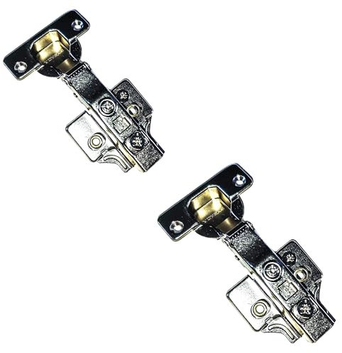 Pack 2 Bisagras cazoleta recta 35mm con cierre suave para cocina y muebles, con base reguladora y con clip 110º de apertura