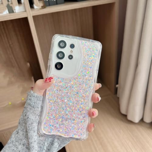Custodia per telefono con glitter luminosi scuri di lusso per Samsung Galaxy S23 Ultra S21 per Samsung S22 Plus S 23 S22Ultra Cover con paillettes, Rosa, Per Samsung S23 Plus