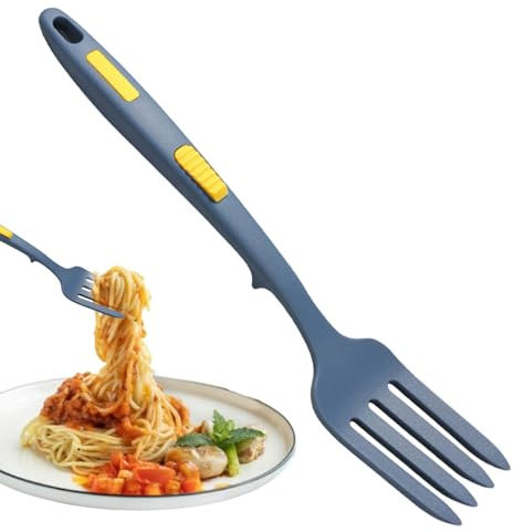 CVNRCLP Blue Heat-Resistant Silicone Fork - Large Multifunctional Cooking Tool for Nonstick Blending and Serving