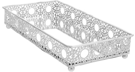 ANDRESLAD Vassoio a Specchio in Metallo Vassoi Per Gioielli Impilabili Vassoio Da Bagno Vassoio Per Gioielli in Vassoio Per Gioielli Con Coperchio Stand Di Profumo Bicchiere Silver