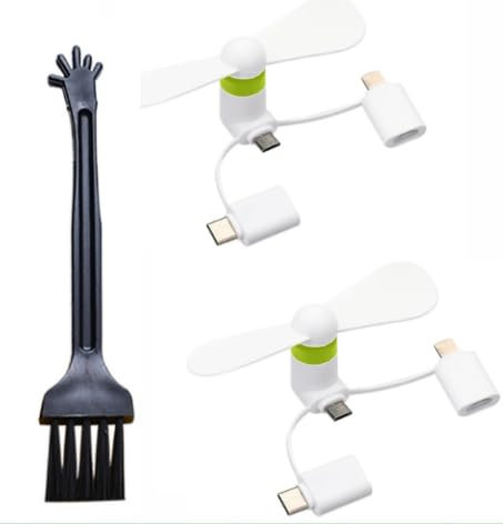 Mini Ventilador USB,2 PCS Ventilador USB 3 En 1 Tipo C,Ventilador de Teléfono,3 En 1 Tipo C Micro USB Mini Fan Cooler,Ventiladores De Teléfono Portátil USB,Blanco ﻿