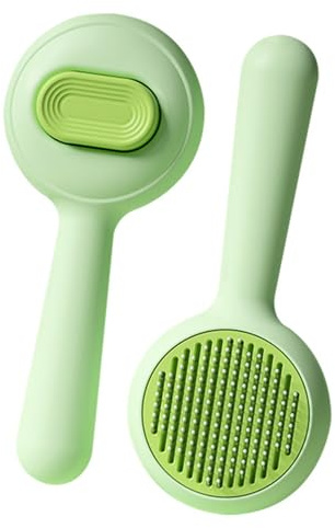 Premium Universal Pet Grooming Brush with Stainless Steel Pins Ideal for All Breeds Long Short Haired Cat or Dog,Ergonomic All-in-One Reduces Tanglesand PromotesHealthy Coat with Gentle (Green)