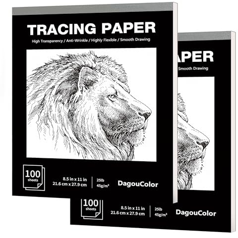 DagouColor Carta da Ricalco, 2 Pack, 100 Fogli Tracciareper Motivi di Cucito, 21.6 X 27.9CM Sovrapposizioni e Schizzi su Carta Artistica e Album da Disegno, Per Artisti Principianti, Adulti