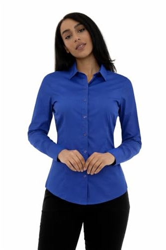 Style It Up Women’s Long Sleeve Tailored Fit Blouse – Formal Office Button-Down Smart Work Shirt, Ladies Easy Iron Business Casual Dress Top Sizes 6–28