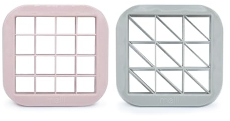 melii Paquete de 2 cortadores reutilizables de alimentos y sándwiches para adultos, niños y niños pequeños, formas cuadradas y triangulares, color rosa y gris
