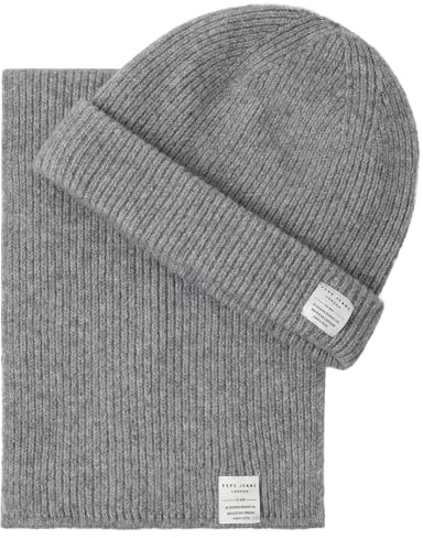 Pepe Jeans EDWARD SET - Bufanda para hombre, color gris oscuro marga, talla única, Gris (Gris Oscuro Marga), Taille unique