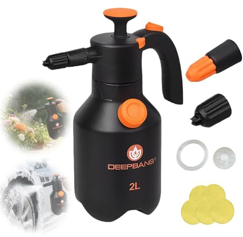 Spruzzatore di schiuma di alta qualità, 2 l, robusto spruzzatore a pompa con valvola di sovrapressione e ugello regolabile, set di lavaggio auto, bottiglia con pompa precisa per auto, casa, giardino e