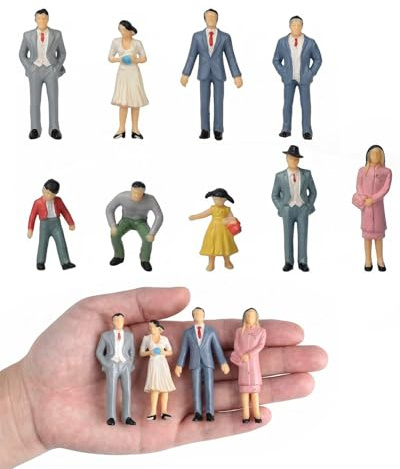YAPKOLV Modelos de Personas en Miniatura Pintadas, 20 piezas Escala 1:30, Figuras Detalladas para Maquetas de Tren y Dioramas Arquitectónicos, aportando Realismo y Vida.